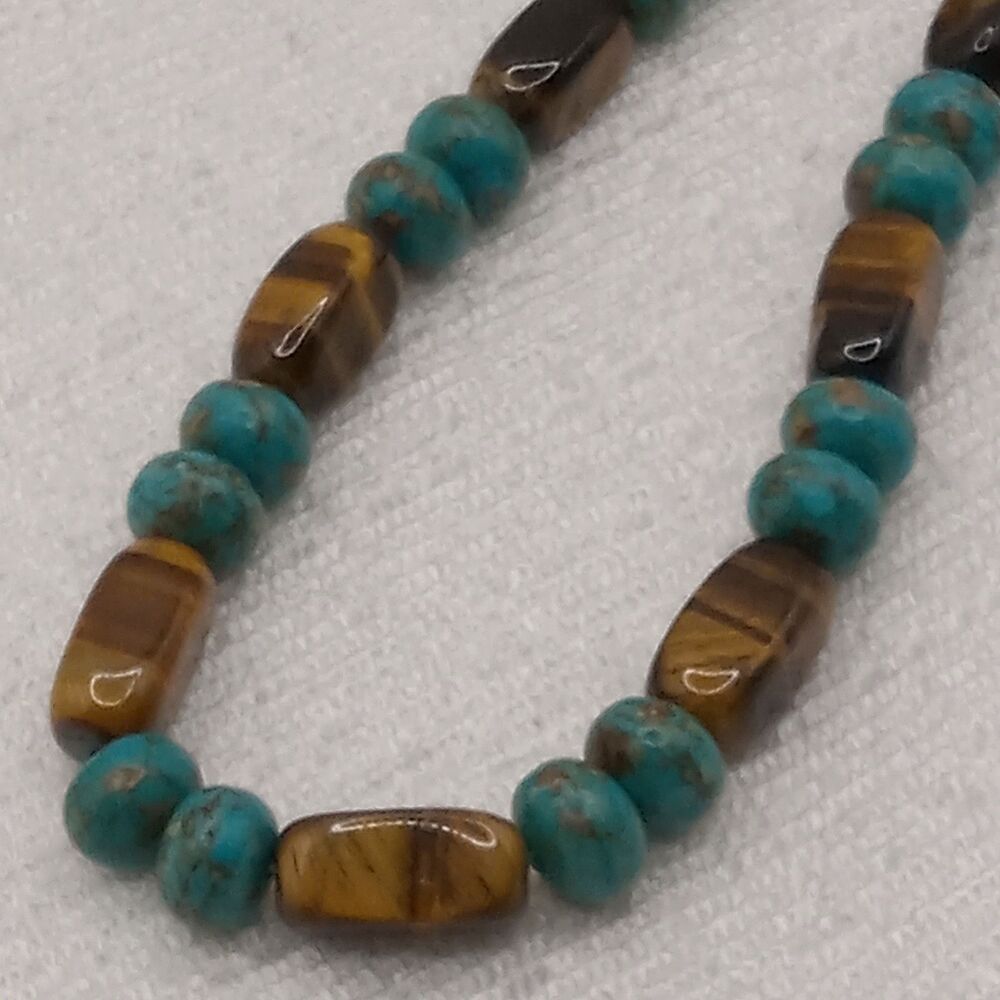 Necklace Tiger Eye Turquoise Beads Polished Gemstone Mixed Stone